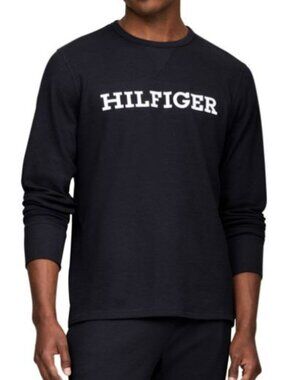 Tommy Hilfiger Mens Thermal Logo Long-Sleeve Navy Logo